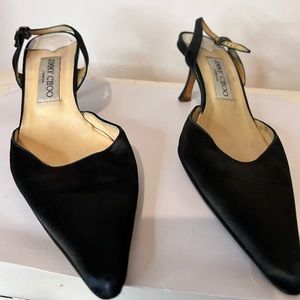 Jimmy Choo Black Satin Heels